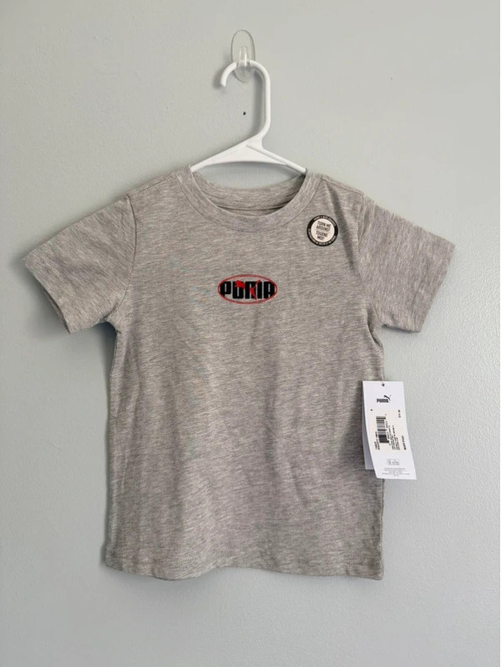 Puma Toddler Boys 4T Gray Logo Graphic Tee NWT Short Sleeve Shirt flaw